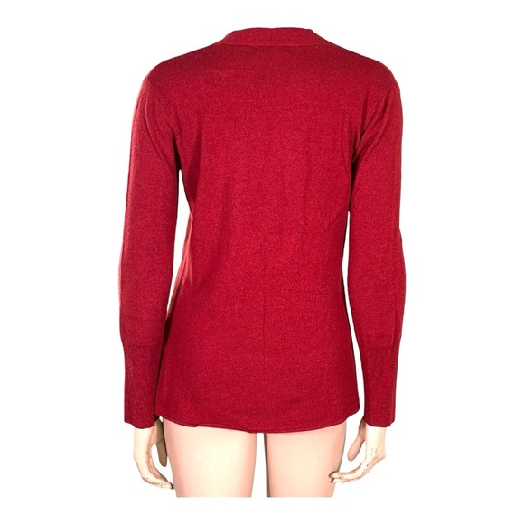 Orvis Merino Wool & Cashmere Blend V-Neck Cardigan Sweater - Crimson Red - Picture 4 of 8